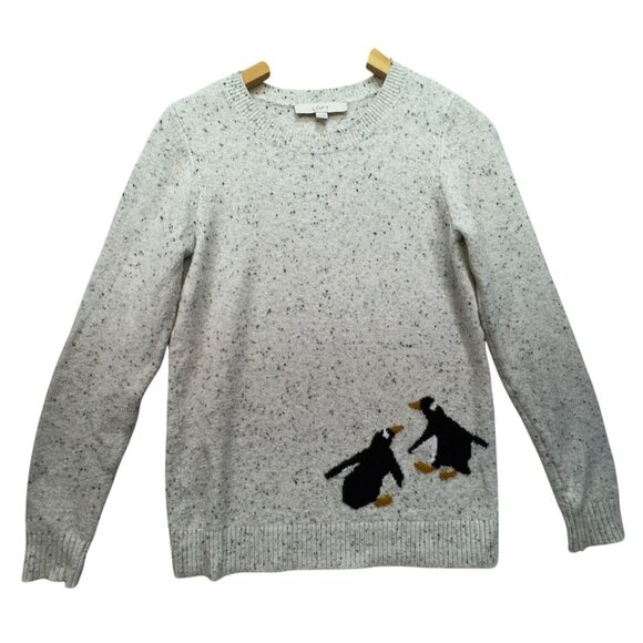 Loft Womens Penguin Design Cotton Blend Sweater XS Grey Speckled - Picture 1 of 9